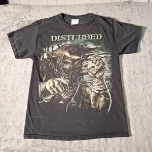 Disturbed 2010 T-Shirt Size Medium Black Rock Band Tee Grunge Goth Skull Tee